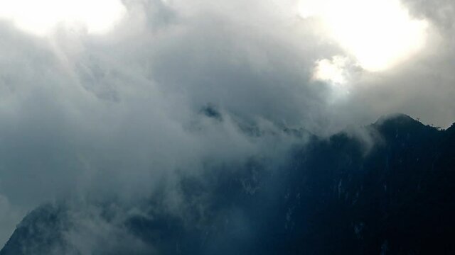 Clouds around the mountain top, mountains in Pha Daeng National Park - Chiang Dao National Park, Chiang Mai province, Thailand