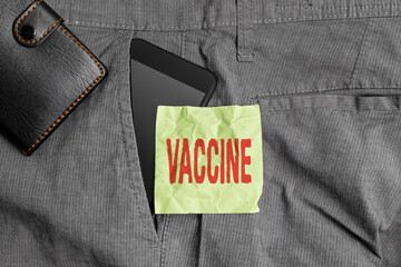 Handwriting text writing Vaccine. Conceptual photo preparation of killed microorganisms or living...