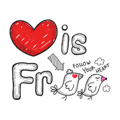 Heart hand drawn for t shirt printing