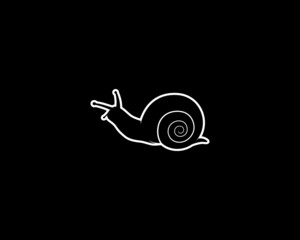 Snail Silhouette on Black Background. Isolated Vector Animal Template for Logo Company, Icon, Symbol etc