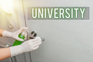 Handwriting text University. Conceptual photo an educational institution designed to teach and...