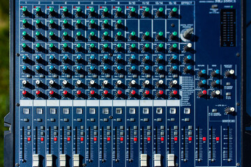 Mixer. Sound equipment for large gatherings, concerts, parties.