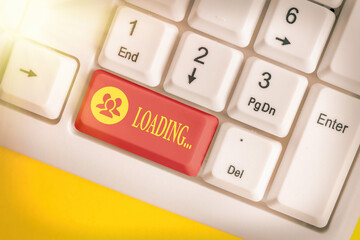 Word writing text Loading.... Business photo showcasing applying an extra amount to offset a...