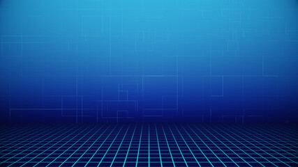 Retro cyberpunk style 80s Sci-Fi Background Futuristic with laser grid landscape. Digital cyber surface style of the 1980`s. 3D illustration