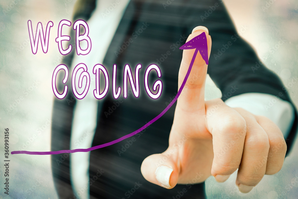 Poster writing note showing web coding. business concept for a system of symbols and rules used to represen