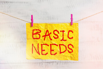 Word writing text Basic Needs. Business photo showcasing necessary to sustain life like food,...