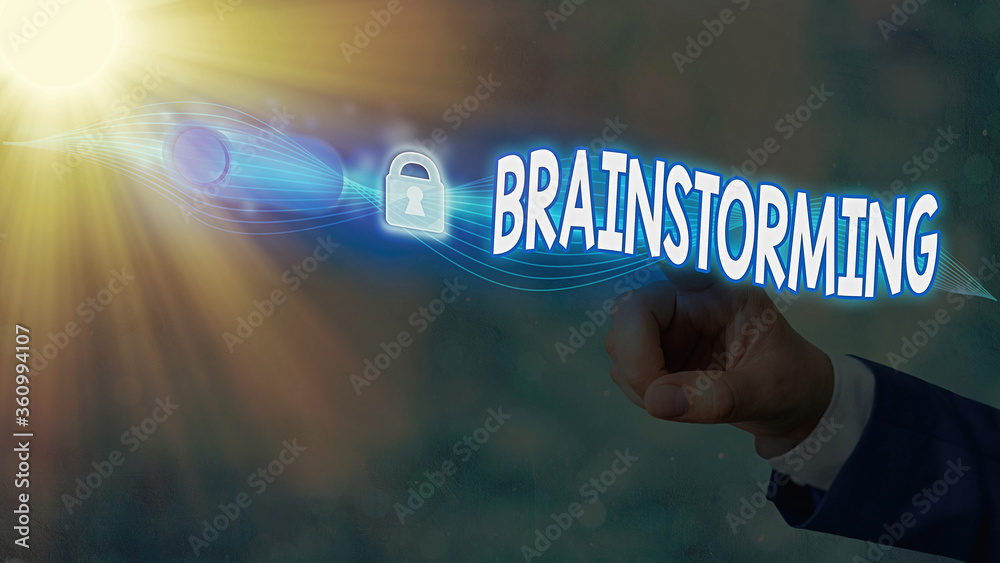Poster text sign showing brainstorming. business photo showcasing group discussion leading to ideas or solu