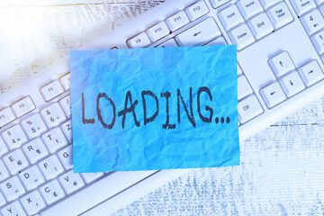 Text sign showing Loading.... Business photo text applying an extra amount to offset a particular...