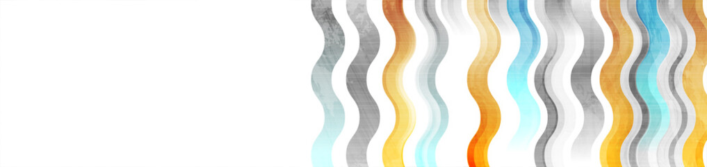 Wavy stripes abstract grunge geometric banner design. Hi-tech vector background