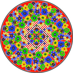colorful vector floral flower check seamless round design