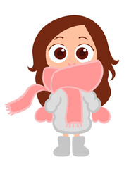 Cute cartoon girl vector illustration on a white background. Hand drawn beautiful, romantic girl for children books, greeting cards, fashion artwork, prints, stickers, t-shirts, apparel or other uses.