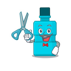 Mouthwash talented barber cartoon character design working in the barbershop