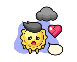 Sun cartoon is broken heart