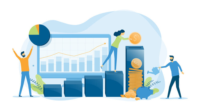 Flat vector illustration design business finance investment and savings concept   