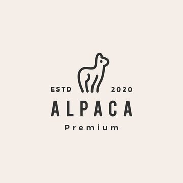 alpaca hipster vintage logo vector icon illustration