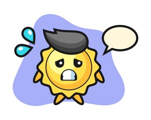 Sun cartoon with afraid gesture