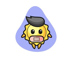 Sun cartoon with tape on mouth