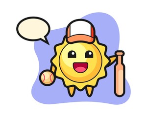 Sun cartoon as a baseball player