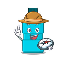 Mouthwash mascot design style of explorer using a compass during the journey