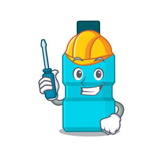 caricature design style of mouthwash worked as an automotive