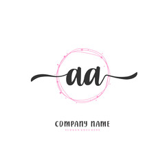 A AA Initial handwriting and signature logo design with circle. Beautiful design handwritten logo for fashion, team, wedding, luxury logo.