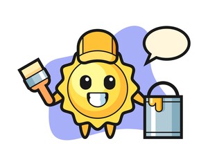 Sun cartoon as a painter
