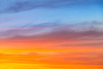 Naklejka na ściany i meble Amazing blue, orange and yellow colors sunset sky gradient background