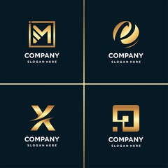 Golden logo design inspiration, letter, gold, shape, modern, abstract, Premium Vector