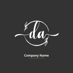 D A DA Initial handwriting and signature logo design with circle. Beautiful design handwritten logo for fashion, team, wedding, luxury logo.