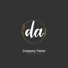 D A DA Initial handwriting and signature logo design with circle. Beautiful design handwritten logo for fashion, team, wedding, luxury logo.
