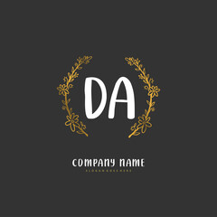 D A DA Initial handwriting and signature logo design with circle. Beautiful design handwritten logo for fashion, team, wedding, luxury logo.