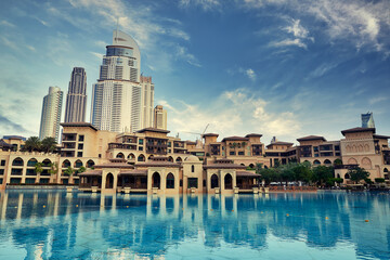 Beautiful Cityscape of Dubai with traditional arab architecture