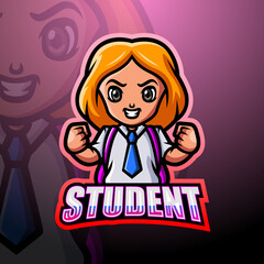 Girl student mascot logo design