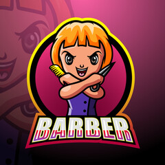 Barber mascot esport logo design