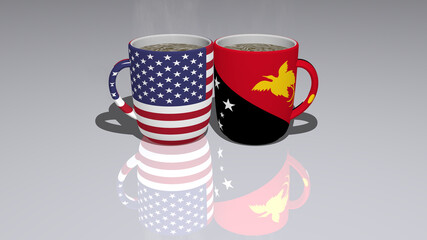 : relationship or conflict on a pair of coffee cups for editorial and commercial use
