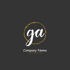 G A GA Initial handwriting and signature logo design with circle. Beautiful design handwritten logo for fashion, team, wedding, luxury logo.