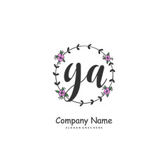 G A GA Initial handwriting and signature logo design with circle. Beautiful design handwritten logo for fashion, team, wedding, luxury logo.