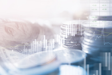 Financial graph stock market report on world currency for economy and finance analysis and background