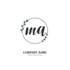 M A MA Initial handwriting and signature logo design with circle. Beautiful design handwritten logo for fashion, team, wedding, luxury logo.