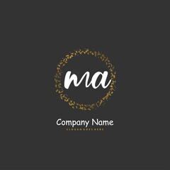 M A MA Initial handwriting and signature logo design with circle. Beautiful design handwritten logo for fashion, team, wedding, luxury logo.