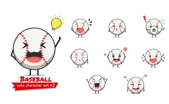 Cute baseball character emoticon set 2