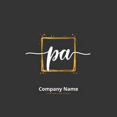 P A PA Initial handwriting and signature logo design with circle. Beautiful design handwritten logo for fashion, team, wedding, luxury logo.