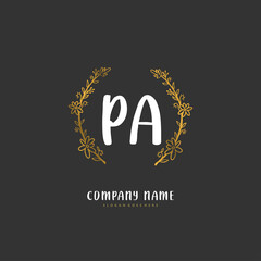 P A PA Initial handwriting and signature logo design with circle. Beautiful design handwritten logo for fashion, team, wedding, luxury logo.