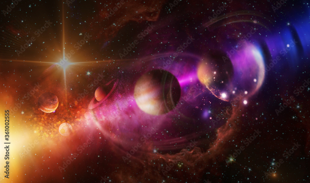 Wall mural space scene with planets, stars and galaxies. elements of this image furnished by nasa.