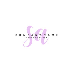 S A SA Initial handwriting and signature logo design with circle. Beautiful design handwritten logo for fashion, team, wedding, luxury logo.