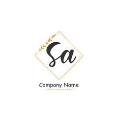 S A SA Initial handwriting and signature logo design with circle. Beautiful design handwritten logo for fashion, team, wedding, luxury logo.