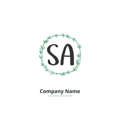 S A SA Initial handwriting and signature logo design with circle. Beautiful design handwritten logo for fashion, team, wedding, luxury logo.