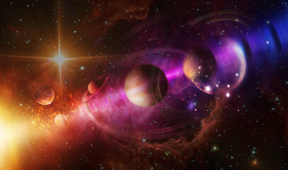 Space scene with planets, stars and galaxies. Elements of this image furnished by NASA.