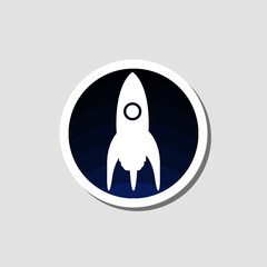 Rocket sticker icon isolated on gray background