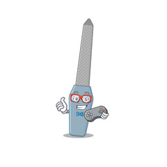 Cartoon Mascot design of nail file gamer using controller